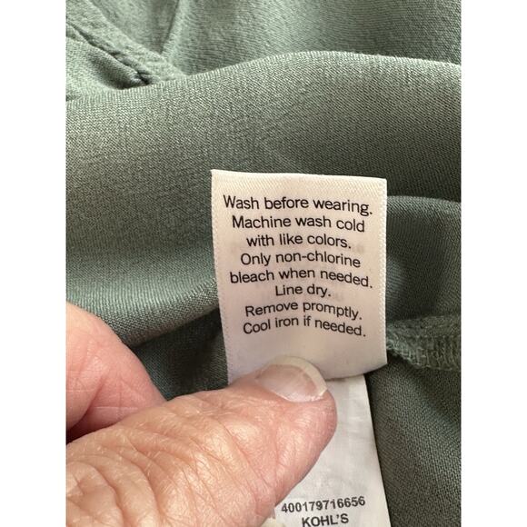 Women's Ruched Long Sleeve Crop Top Green Sz M V-Neck Blouse Drawstring - Picture 14 of 14